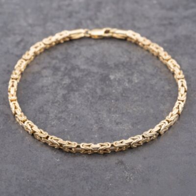 Pre-Owned 9ct Yellow Gold 7.5 Inch Byzantine Chain Bracelet 41281694