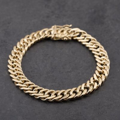 Pre-Owned 9ct Yellow Gold Chunky 7.5 Inch Curb Chain Bracelet 41281706