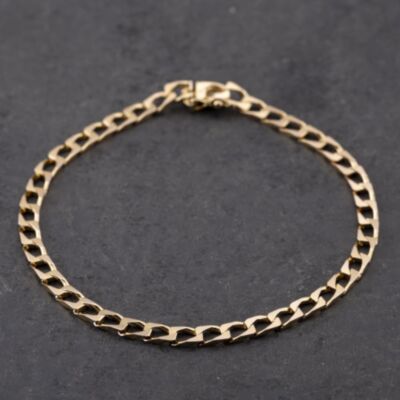 Pre-Owned 9ct Yellow Gold Square 8 Inch Curb Chain Bracelet 41281708