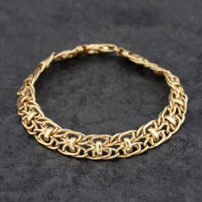 Pre-Owned 9ct Yellow Gold Fancy 7 Inch Curb Chain Bracelet 41281713