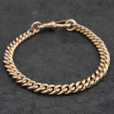 Pre-Owned 9ct Rose Gold Heavy 7.5 Inch Curb Chain Bracelet 41281729