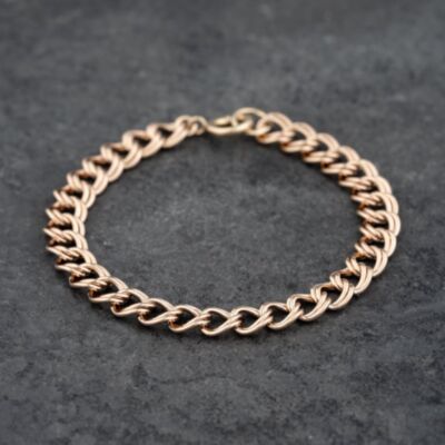 Pre-Owned 9ct Yellow Gold Double 7.5 Inch Curb Chain Bracelet 41281738
