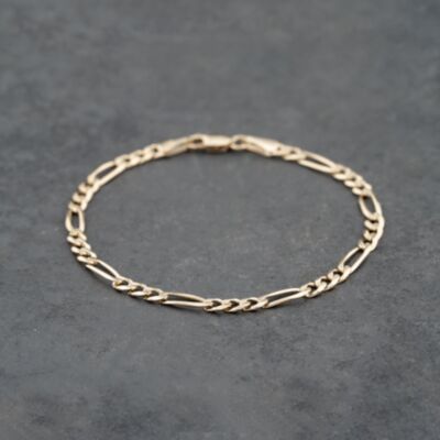 Pre-Owned 9ct Yellow Gold 7 Inch Figaro Chain Bracelet 41281748