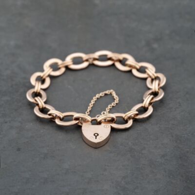 Pre-Owned 9ct Rose Gold 7.5 Inch Belcher Chain Bracelet 41281749