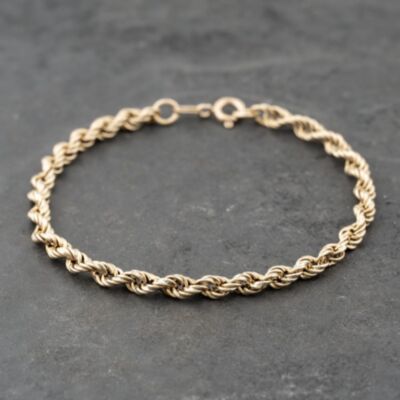 Pre-Owned 9ct Yellow Gold 7.5 Inch Rope Chain Bracelet 41281771