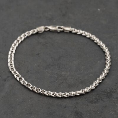 Pre-Owned 9ct White Gold Bar And Chain 7.5 Inch Fancy Chain Bracelet 41281801