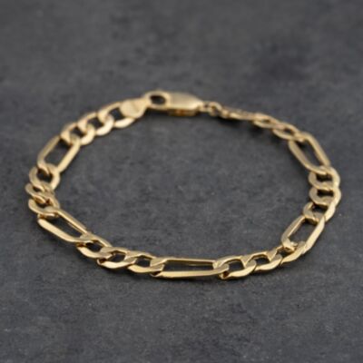 Pre-Owned 9ct Yellow Gold 7.5 Inch Figaro Chain Bracelet 41281861