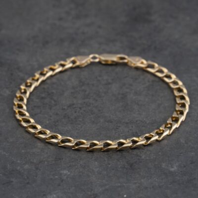 Pre-Owned 9ct Yellow Gold Square 8 Inch Curb Chain Bracelet 41281879