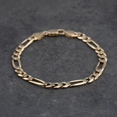 Pre-Owned 9ct Yellow Gold 7.5 Inch Figaro Chain Bracelet 41281880