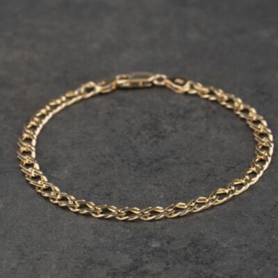Pre-Owned 9ct Yellow Gold Double Link 7.5 Inch Curb Chain Bracelet 41281889
