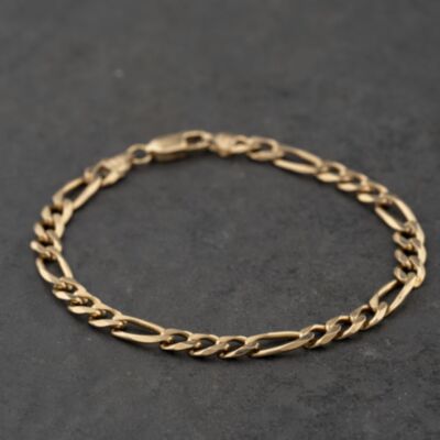 Pre-Owned 9ct Yellow Gold 7 Inch Figaro Chain Bracelet 41281894