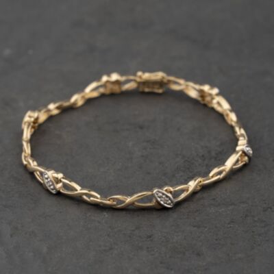 Pre-Owned 9ct Yellow Gold Diamond 7.5 Inch Bracelet 41281900