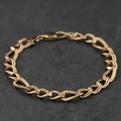 Pre-Owned 9ct Yellow Gold 7.5 Inch Double Curb Chain Bracelet 41281910