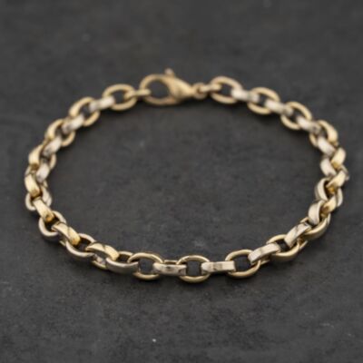Pre-Owned 9ct Two Colour Gold 8 Inch Belcher Chain Bracelet 41281912