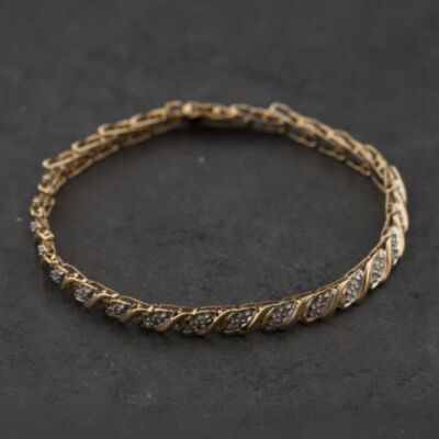 Pre-Owned 9ct Yellow Gold Diamond 7.5 Inch Bracelet 41281916