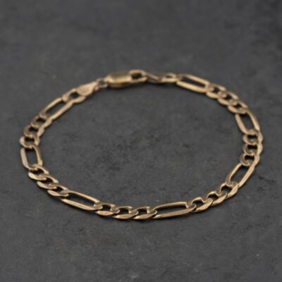 Pre-Owned 9ct Yellow Gold 8 Inch Figaro Chain Bracelet 41281930