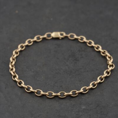 Pre-Owned 9ct Yellow Gold Oval 7.5 Inch Belcher Chain Bracelet 41281936