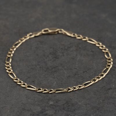 Pre-Owned 9ct Yellow Gold 7.5 Inch Figaro Chain Bracelet 41281945