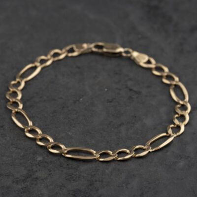 Pre-Owned 9ct Yellow Gold 8 Inch Figaro Chain Bracelet 41281951