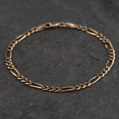 Pre-Owned 9ct Yellow Gold 7.5 Inch Figaro Chain Bracelet 41281953