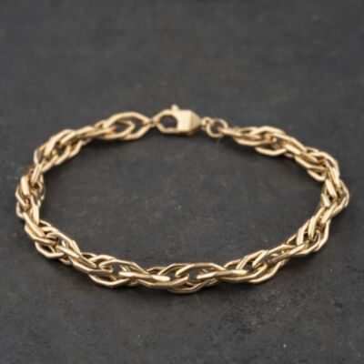 Pre-Owned 9ct Yellow Gold Twisted 8 Inch Curb Chain Bracelet 41281966