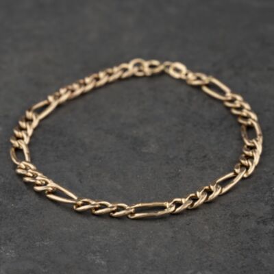 Pre-Owned 9ct Yellow Gold 8 Inch Figaro Chain Bracelet 41281973
