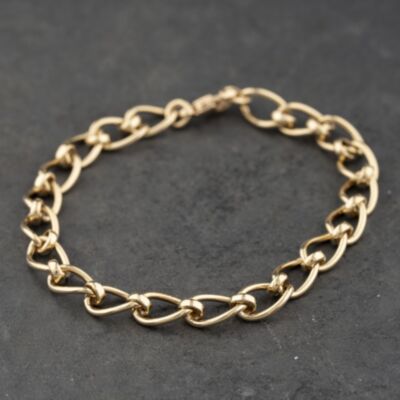 Pre-Owned 9ct Yellow Gold Fancy 7.5 Inch Curb Chain Bracelet 41281981
