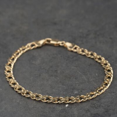 Pre-Owned 9ct Yellow Gold 7.25 Inch Double Curb Chain Bracelet 41281987