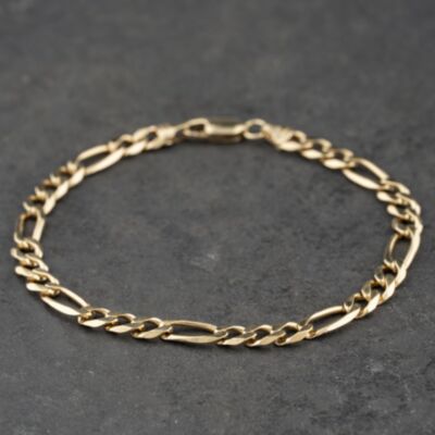 Pre-Owned 9ct Yellow Gold 7 Inch Figaro Chain Bracelet 41281988