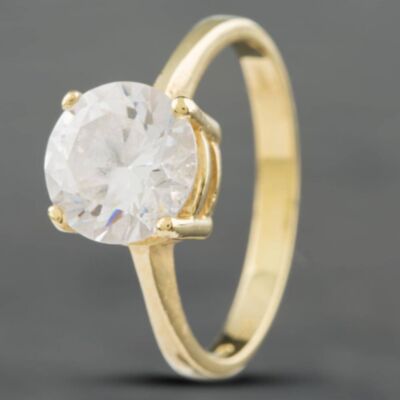 Pre-Owned 14ct Yellow Gold Cubic Zirconia Solitaire Ring 412958257