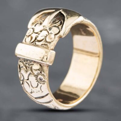 Pre-Owned Vintage 9ct Yellow Gold Buckle Ring 41341205