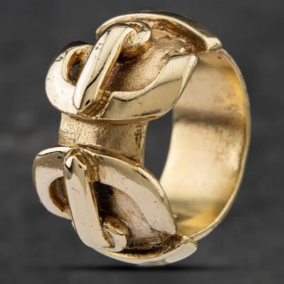 Pre-Owned 9ct Yellow Gold Heavy Double Buckle Ring 41341405