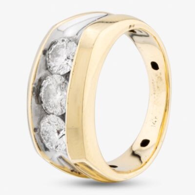 Pre-Owned 14ct Two Colour Gold 1.76ct Brilliant Cut Diamond Three Stone Signet Ring 41341439