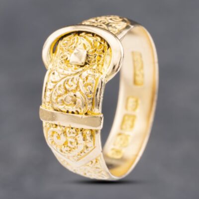 Pre-Owned Vintage 18ct Yellow Gold Patterned Buckle Ring 41341762