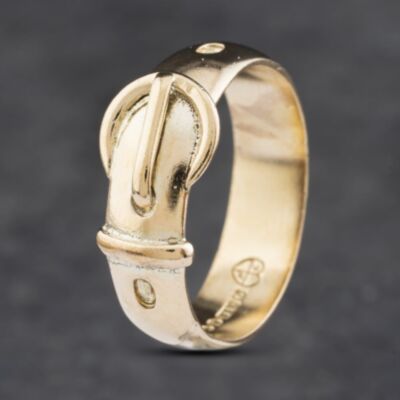 Pre-Owned Vintage 9ct Yellow Gold Buckle Ring 41341844