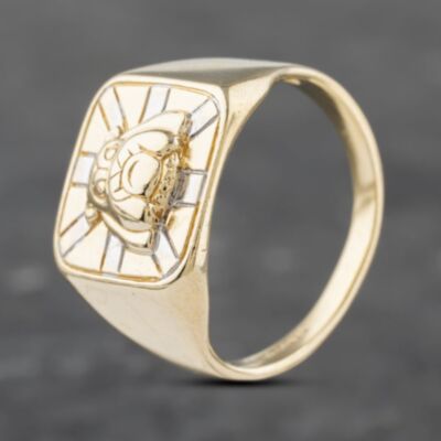Pre-Owned 9ct Two Colour Gold English Bulldog Signet Ring 41341957