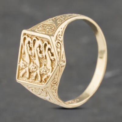 Pre-Owned 9ct Yellow Gold England Shield Signet Ring 41341979