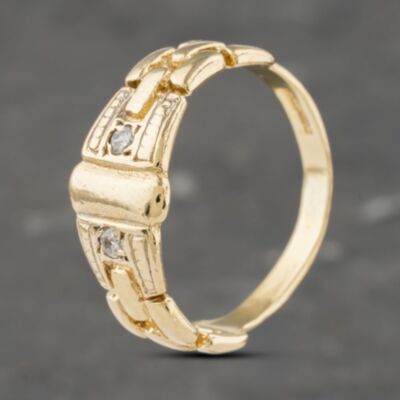 Pre-Owned 9ct Yellow Gold Cubic Zirconia Chain Link Buckle Ring 41341981