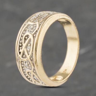 Pre-Owned 9ct Yellow Gold Diamond Celtic Band Ring 41341988