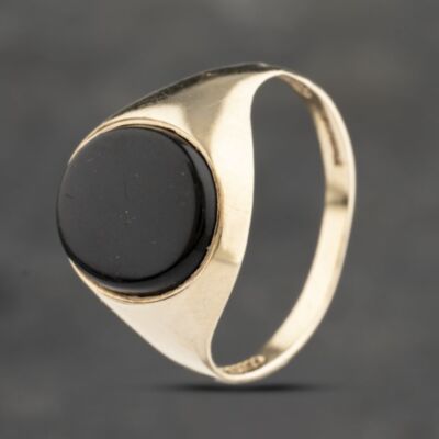 Pre-Owned 9ct Yellow Gold Onyx Signet Ring 41342072