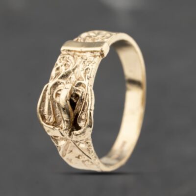 Pre-Owned 9ct Yellow Gold Patterned Buckle Ring 41342100