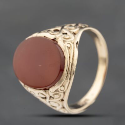 Pre-Owned 9ct Yellow Gold Carnelian Large Oval Signet Ring 41342109
