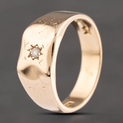 Pre-Owned Vintage 9ct Yellow Gold Diamond Signet Ring 41342121