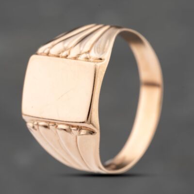 Pre-Owned Vintage 9ct Rose Gold Plain Oblong Signet Ring 41342178