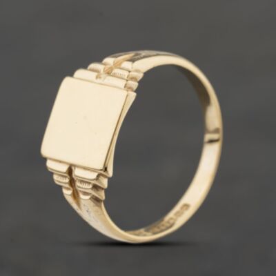 Pre-Owned Vintage 9ct Yellow Gold Plain Signet Ring 41342186