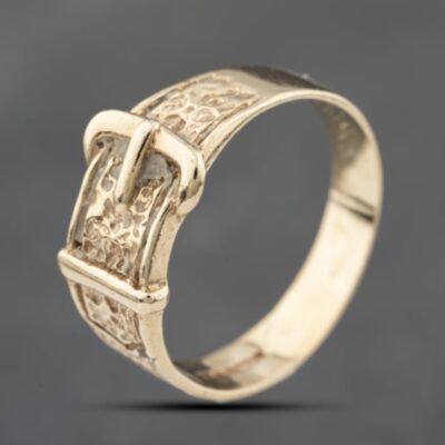 Pre-Owned 9ct Yellow Gold Engraved Buckle Ring 41342208