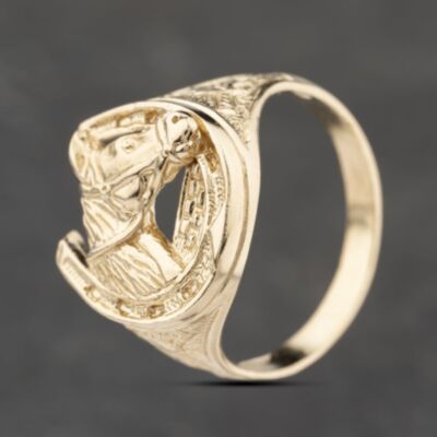 Pre-Owned 9ct Yellow Gold Horse Head & Horse Shoe Signet Ring 41342233