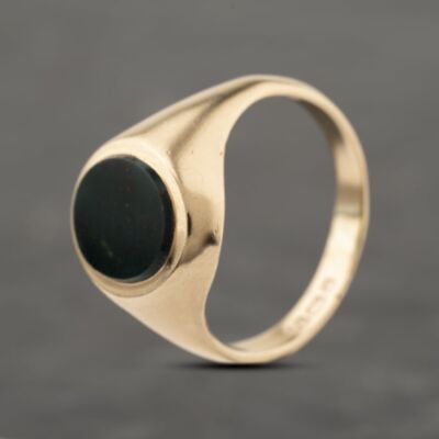 Pre-Owned 9ct Yellow Gold Bloodstone Oval Signet Ring 41342263