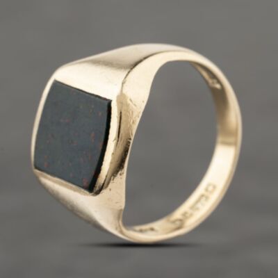 Pre-Owned Vintage 9ct Yellow Gold Bloodstone Signet Ring 41342270