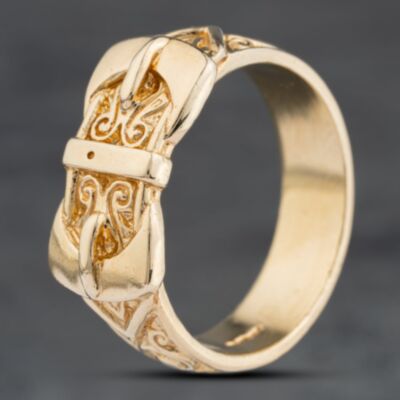 Pre-Owned 9ct Yellow Gold Engraved Buckle Ring 41342284